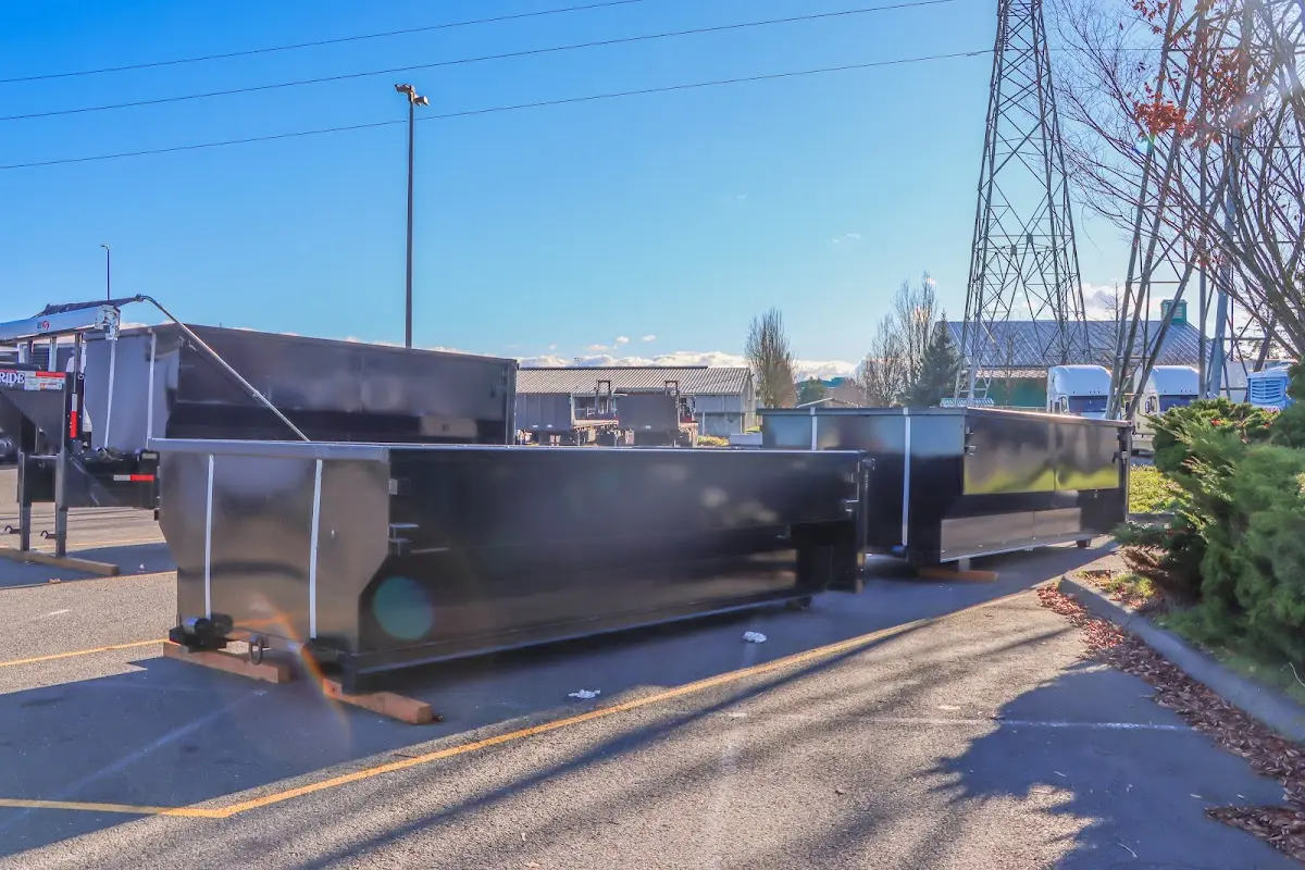 Roll-off dumpster ready for waste disposal at job site for 12 Yard Dumpster Rental in South Bound Brook
